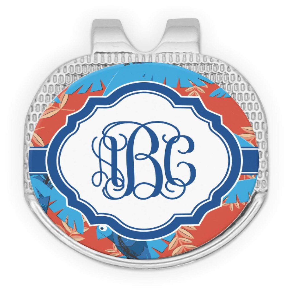 YouCustomizeIt Personalized Blue Parrot Golf Ball Marker - Hat Clip - Silver
