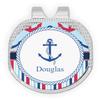 YouCustomizeIt Personalized Anchors & Stripes Golf Ball Marker - Hat Clip - Silver view 1