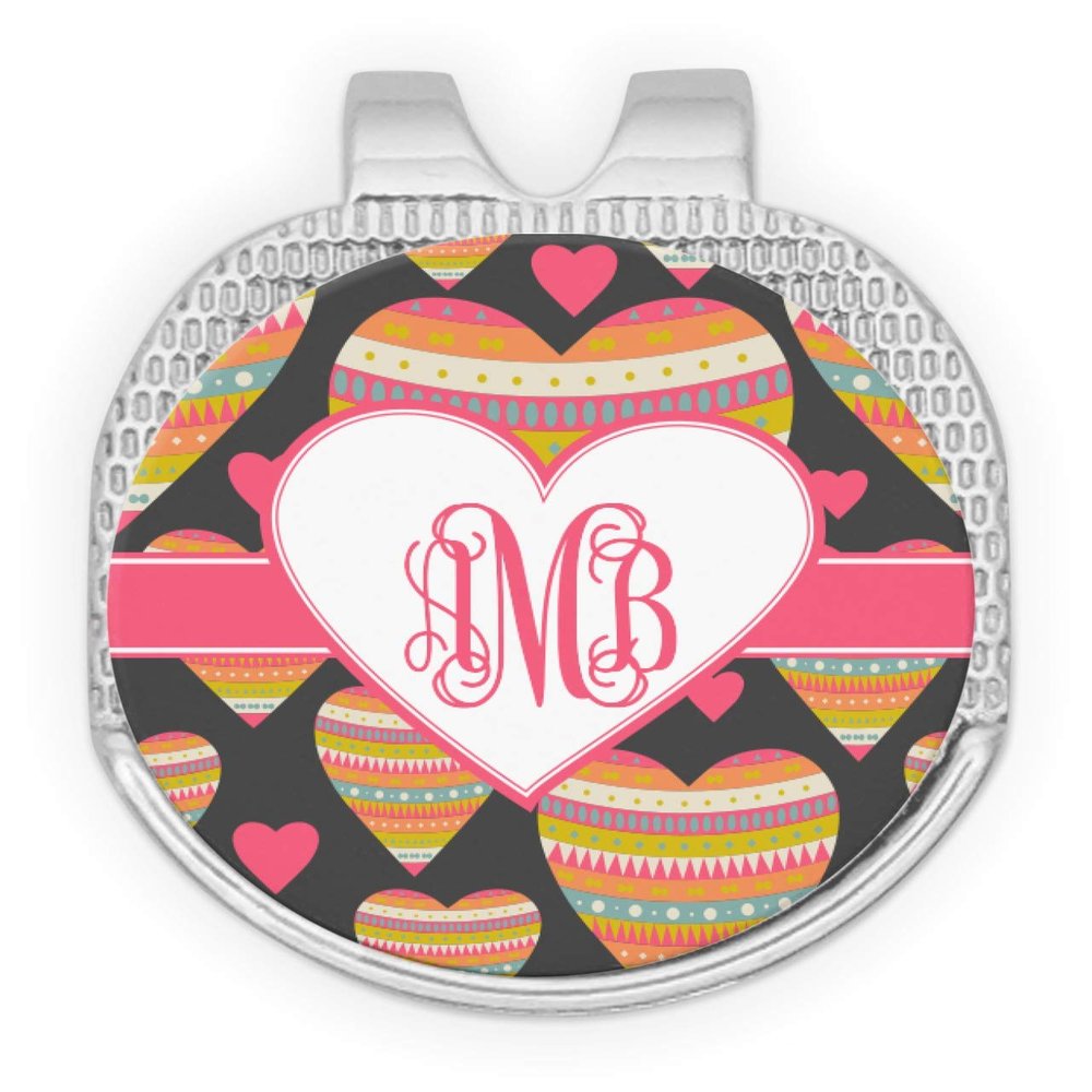 YouCustomizeIt Personalized Hearts Golf Ball Marker - Hat Clip - Silver
