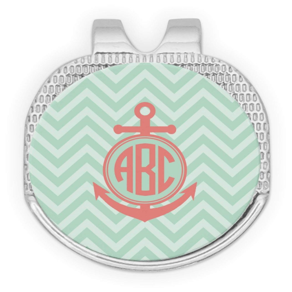 YouCustomizeIt Personalized Chevron & Anchor Golf Ball Marker - Hat Clip - Silver