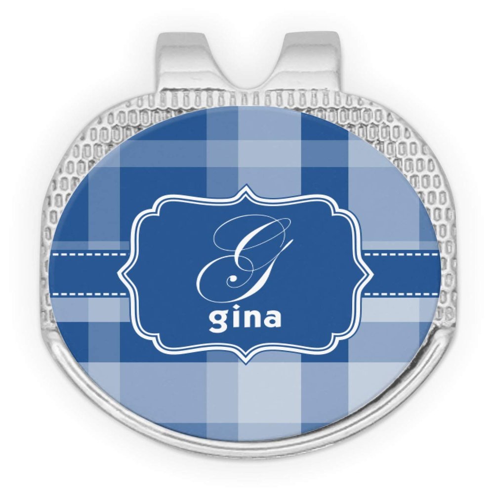 YouCustomizeIt Personalized Plaid Golf Ball Marker - Hat Clip - Silver