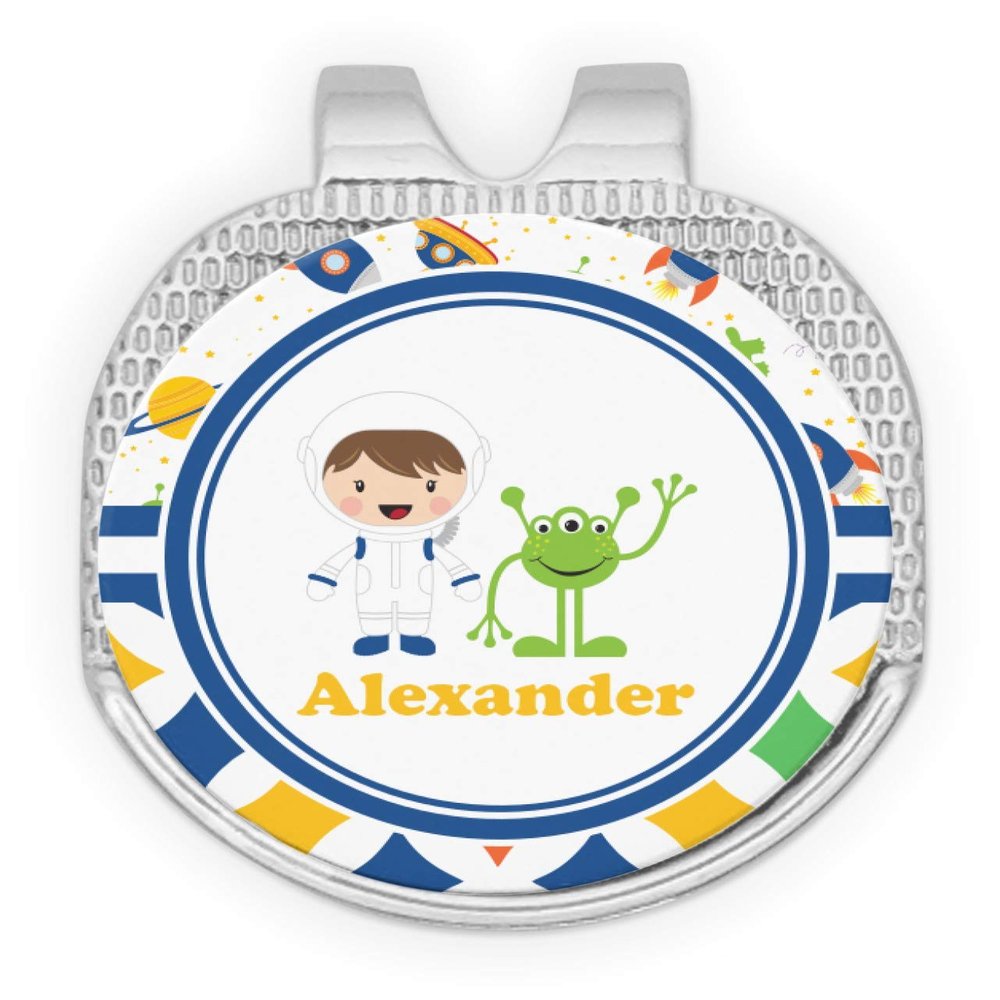 YouCustomizeIt Personalized Boy's Space & Geometric Print Golf Ball Marker - Hat Clip - Silver