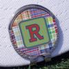 YouCustomizeIt Personalized Blue Madras Plaid Print Golf Ball Marker - Hat Clip - Silver view 3