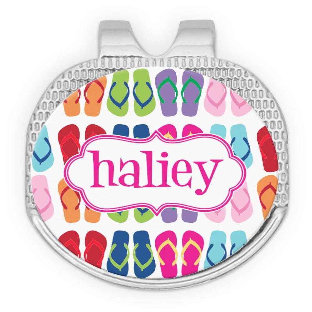 RNK Shops Personalized Flipflop Golf Ball Marker - Hat Clip - Silver