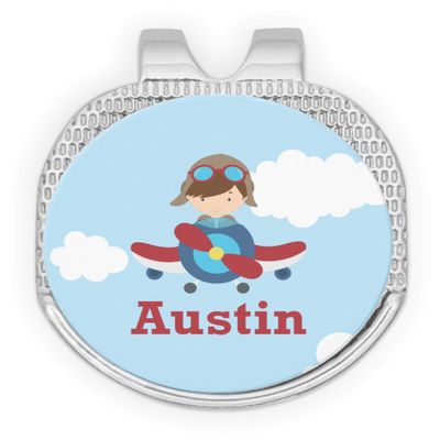 YouCustomizeIt Personalized Airplane & Pilot Golf Ball Marker - Hat Clip - Silver