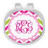 YouCustomizeIt Personalized Pink & Green Chevron Golf Ball Marker - Hat Clip - Silver view 1