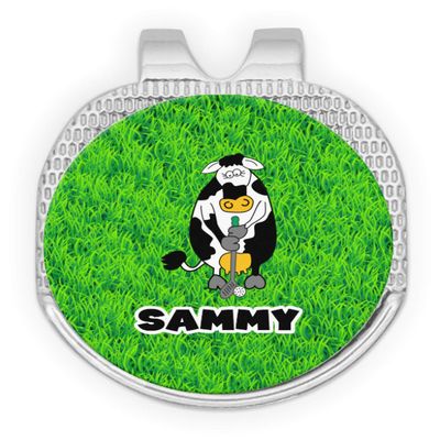 YouCustomizeIt Personalized Cow Golfer Golf Ball Marker - Hat Clip - Silver