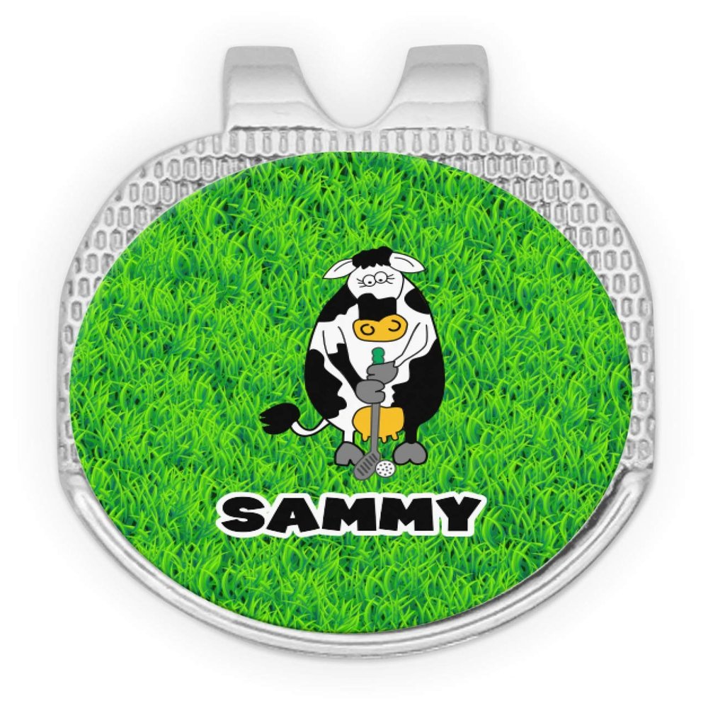 YouCustomizeIt Personalized Cow Golfer Golf Ball Marker - Hat Clip - Silver