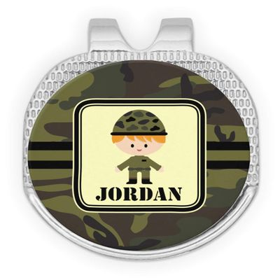 YouCustomizeIt Personalized Green Camo Golf Ball Marker - Hat Clip - Silver