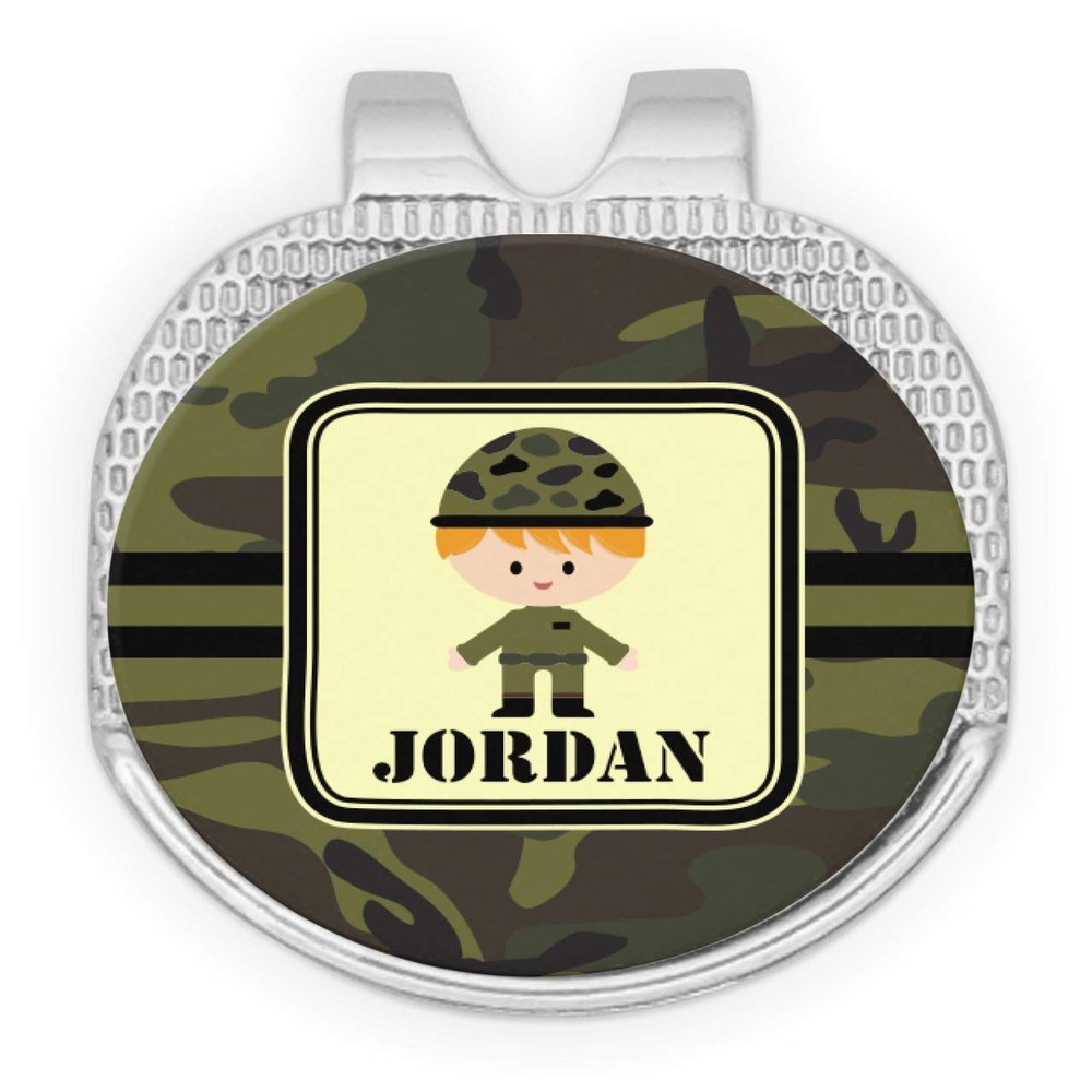 YouCustomizeIt Personalized Green Camo Golf Ball Marker - Hat Clip - Silver