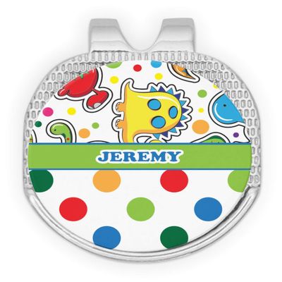 YouCustomizeIt Personalized Dinosaur Print & Dots Golf Ball Marker - Hat Clip - Silver