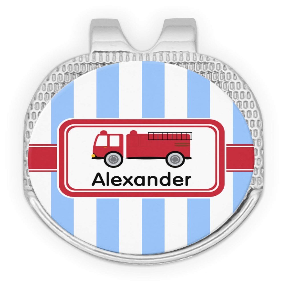 YouCustomizeIt Personalized Firetruck Golf Ball Marker - Hat Clip - Silver
