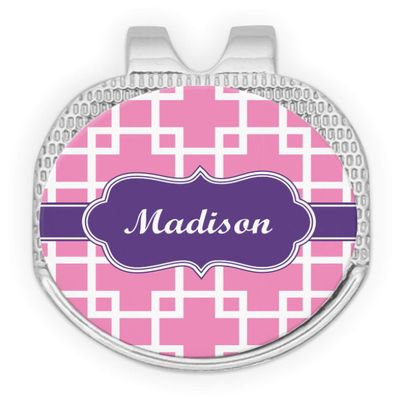 YouCustomizeIt Personalized Linked Squares Golf Ball Marker - Hat Clip - Silver