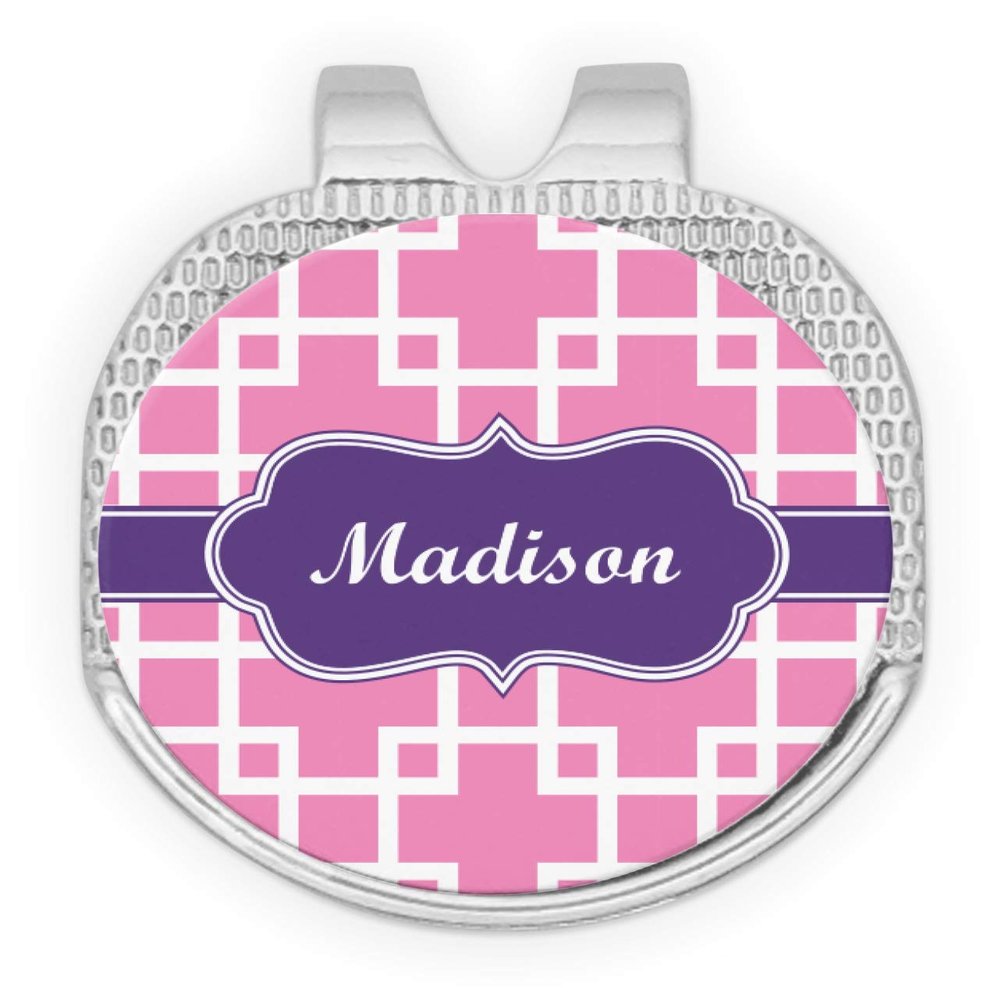 YouCustomizeIt Personalized Linked Squares Golf Ball Marker - Hat Clip - Silver