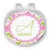 YouCustomizeIt Personalized Pink & Green Geometric Golf Ball Marker - Hat Clip - Silver view 1