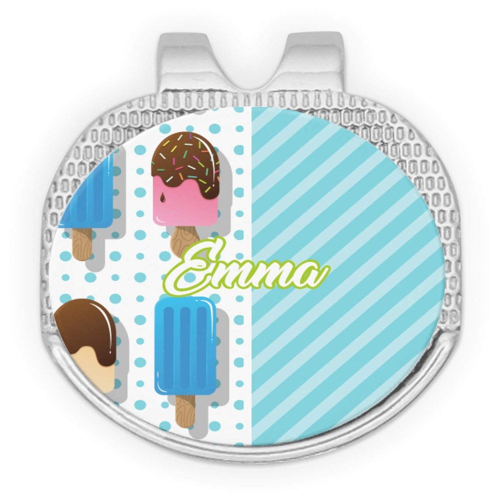 YouCustomizeIt Personalized Popsicles and Polka Dots Golf Ball Marker - Hat Clip - Silver