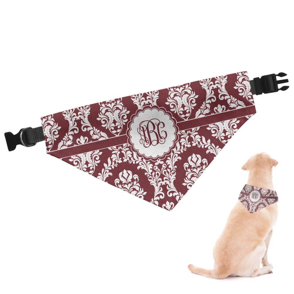 RNK Shops Personalized Maroon & White Dog Bandana - Large