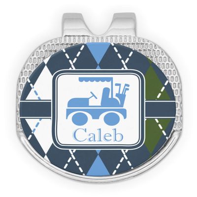 YouCustomizeIt Personalized Blue Argyle Golf Ball Marker - Hat Clip - Silver