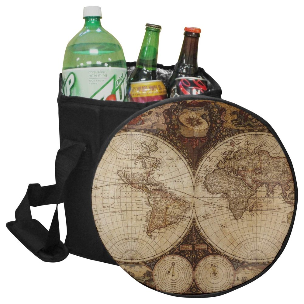 YouCustomizeIt Vintage World Map Collapsible Cooler & Seat