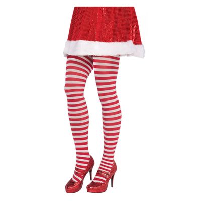 Delightful Red & White Candy Stripe Stockings - Adult Size - Bold, Unique &Festive Design - Perfect for Christmas Costumes