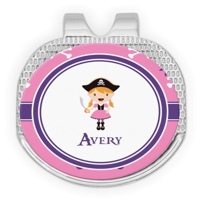 YouCustomizeIt Personalized Pink Pirate Golf Ball Marker - Hat Clip - Silver