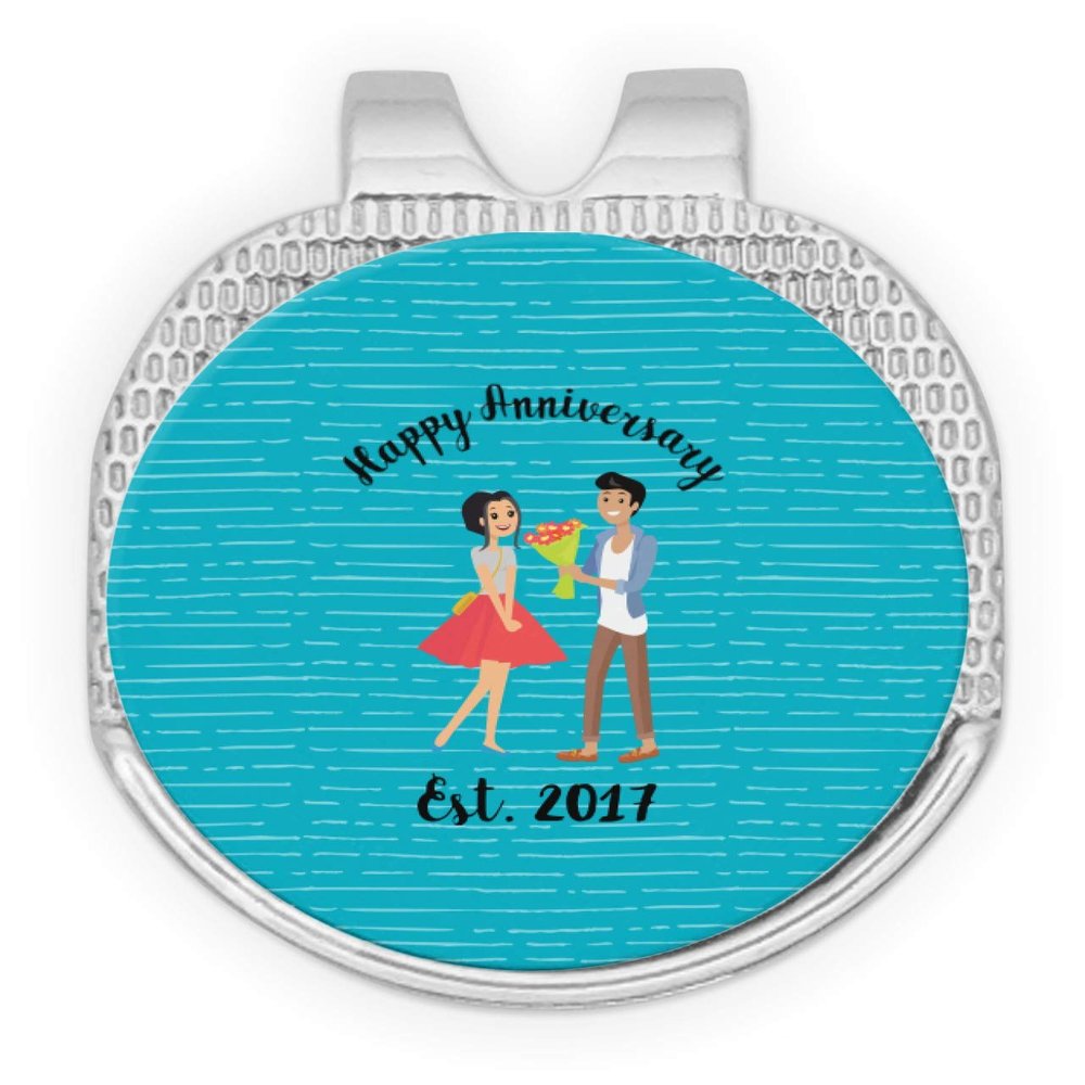 YouCustomizeIt Personalized Happy Anniversary Golf Ball Marker - Hat Clip - Silver