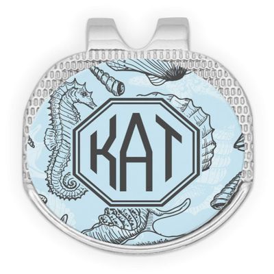YouCustomizeIt Personalized Sea-Blue Seashells Golf Ball Marker - Hat Clip - Silver