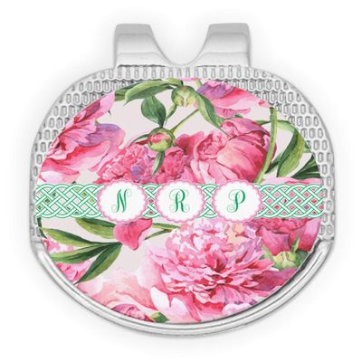 YouCustomizeIt Personalized Watercolor Peonies Golf Ball Marker - Hat Clip - Silver