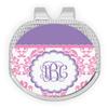 YouCustomizeIt Personalized Pink, White & Purple Damask Golf Ball Marker - Hat Clip - Silver view 1