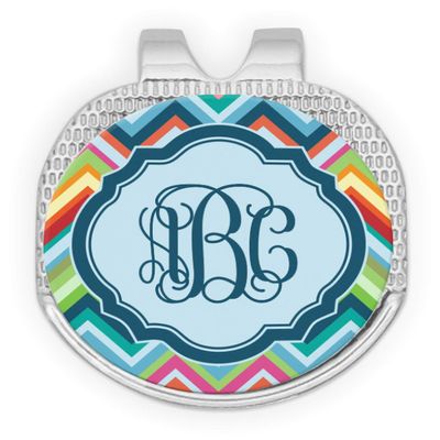 RNK Shops Personalized Retro Chevron Monogram Golf Ball Marker - Hat Clip - Silver