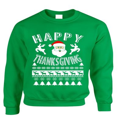 ALLNTRENDS Adult Sweatshirt Happy Thanksgiving Ugly Santa Top (2XL, Irish Green)