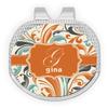 YouCustomizeIt Personalized Orange & Blue Leafy Swirls Golf Ball Marker - Hat Clip - Silver view 1