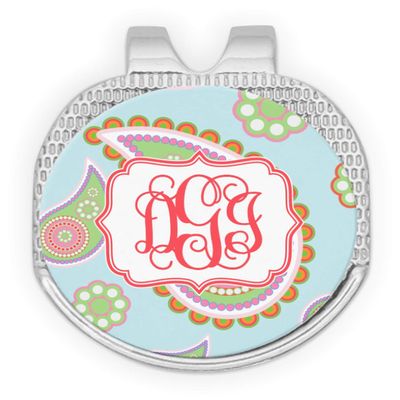 YouCustomizeIt Personalized Blue Paisley Golf Ball Marker - Hat Clip - Silver