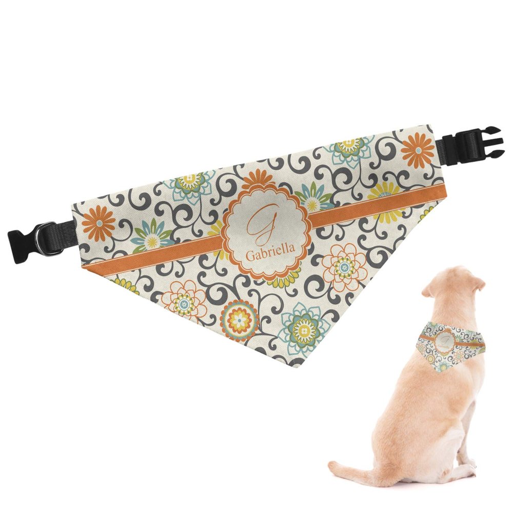 RNK Shops Personalized Swirls & Floral Dog Bandana - XLarge