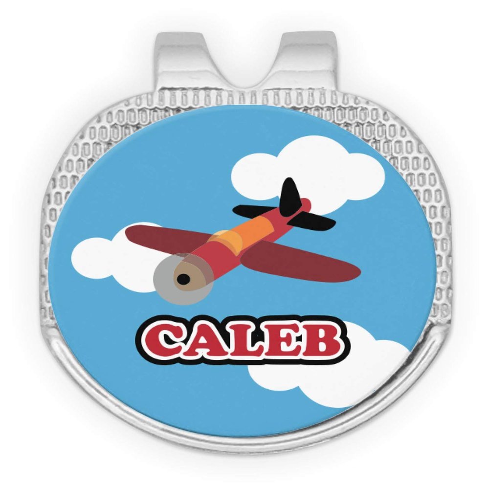 RNK Shops Personalized Airplane Golf Ball Marker - Hat Clip - Silver