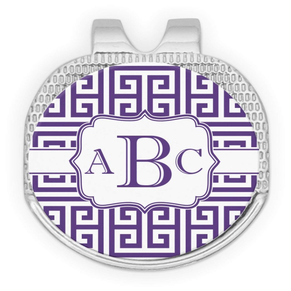 YouCustomizeIt Personalized Greek Key Golf Ball Marker - Hat Clip - Silver