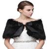 Sarahbridal Women's Faux Fur Wrap Cape Shawl Wedding Dresses and Ladies Party Black view 1