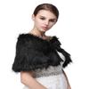 Sarahbridal Women's Faux Fur Wrap Cape Shawl Wedding Dresses and Ladies Party Black view 2