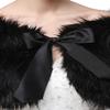 Sarahbridal Women's Faux Fur Wrap Cape Shawl Wedding Dresses and Ladies Party Black view 4