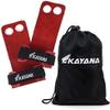 KAYANA 2 Hole Leather Gymnastics Hand Grips - Palm Protection and Wrist Support for Cross Training, Kettlebells, Pull ups, Weightlifting, Chin ups, Workout, & Exercise (Red, Large) view 1
