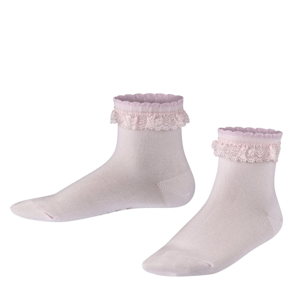 FALKE Unisex Kids Romantic Lace Socks, Cotton, Pink (Powder Rose 8902), 10-12.5, 1 Pair