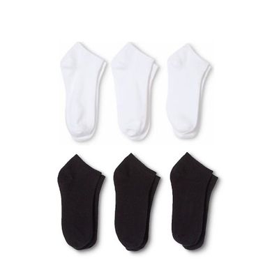 84 Pairs Men's Low Cut Cotton Socks - Bulk Lot (6-8, Black and White)