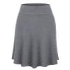 Lock and Love LL WB1105 Womens Lightweight Fold Over Flared Midi Skirt S Heather_Dark_Grey view 1