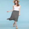 Lock and Love LL WB1105 Womens Lightweight Fold Over Flared Midi Skirt S Heather_Dark_Grey view 3