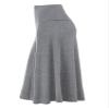 Lock and Love LL WB1105 Womens Lightweight Fold Over Flared Midi Skirt S Heather_Dark_Grey view 4