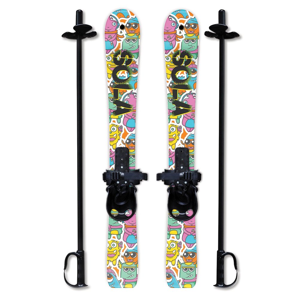 SOLA Kids Ski Set  Beginner Cross Country Skis with Poles and Adjustable Bindings for Ages 34, Backyard Winter Fun (Gaggle)