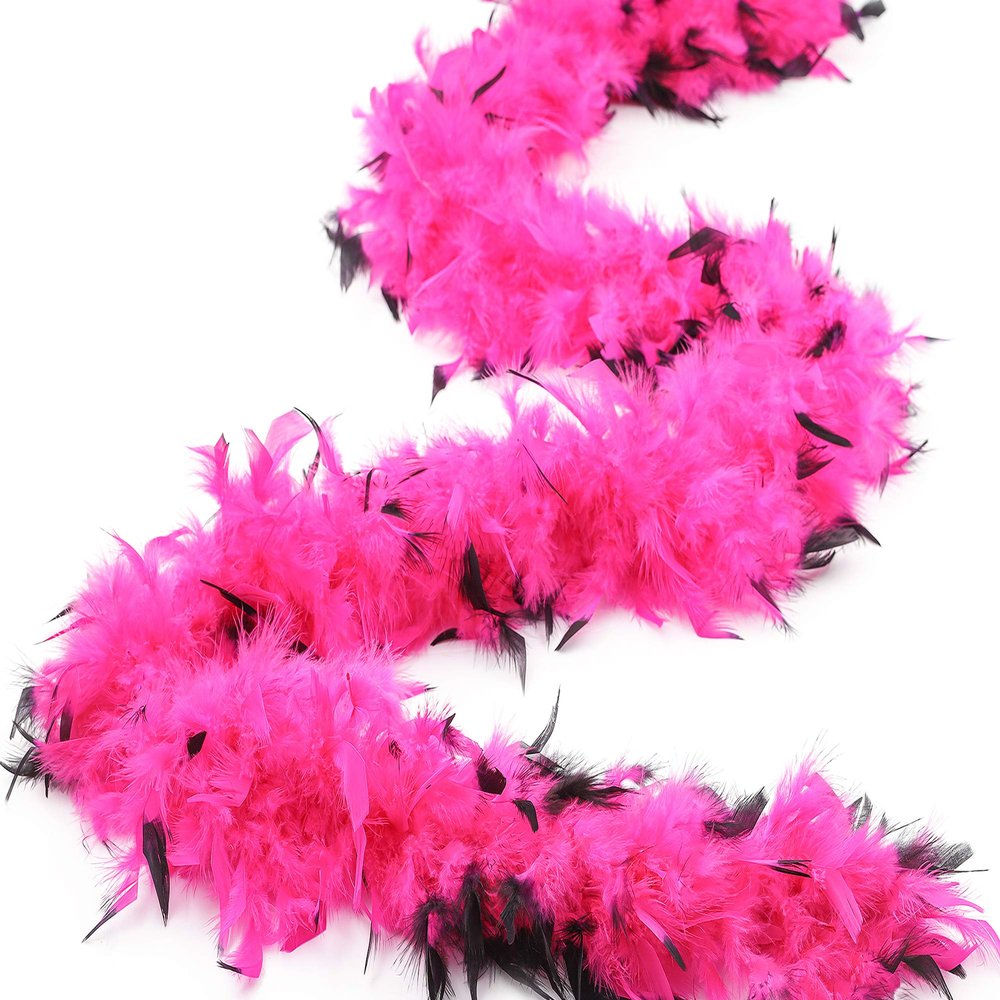 ZUCKER Chandelle Feather Boas Tipped - Shocking Pink - Black - 5.5"