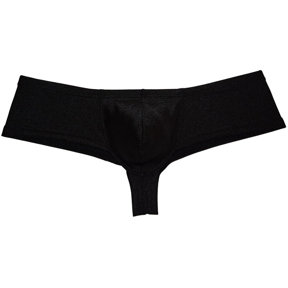 Jaxu Men's Micro Boxer Drawing Thong Bottom Mini Trunks Guys Underwear Pouch Male Shiny Posing Bikin Briefs Boxers Pants Black M