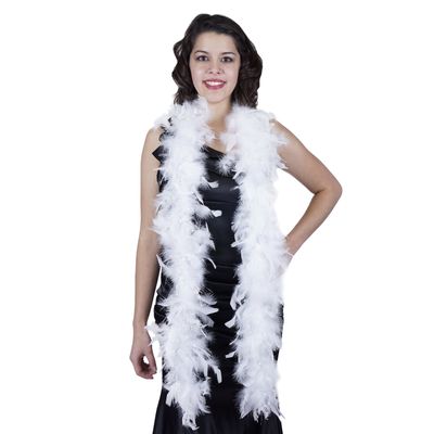 ZUCKER Chandelle Feather Boa - Turkey Feathers with Tinsel 6 Ft - Christmas Decorations - Vibrant Holiday Home Decor - Costume Cosplay Accessory - White/Silver Lurex