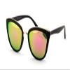 V.W.E. Womens Cat Eye Mirrored Revo Reflective Lenses Oversized Cateyes Sunglasses (Matte Black/Fire Lens) view 1